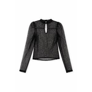 Y2K sheer mesh black cheetah top